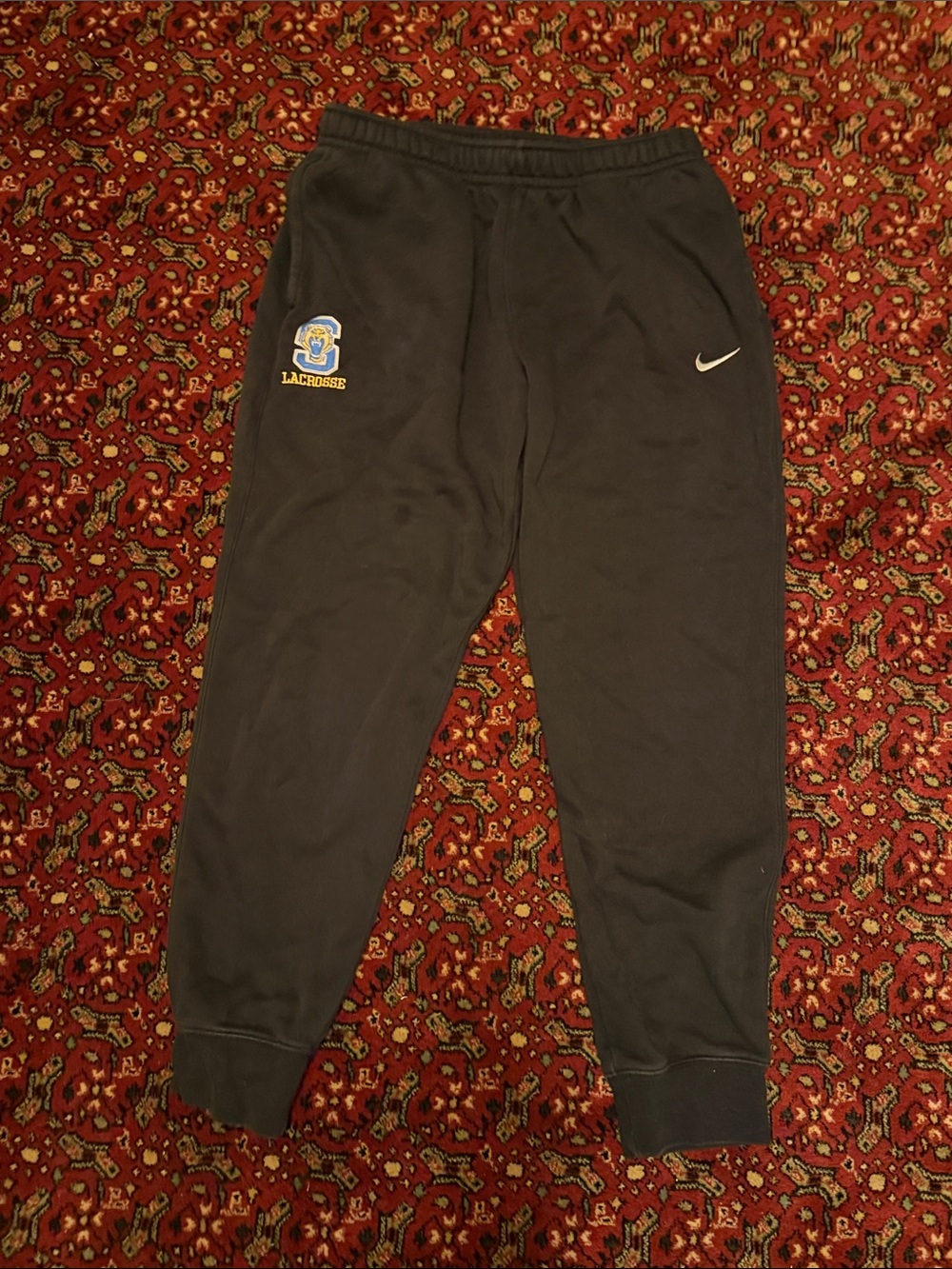 Nike Black Kids Sweatpants with Lacrosse Patch